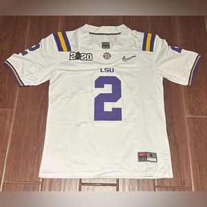 Justin Jefferson LSU Tigers Championship White Jersey Size M-2XL